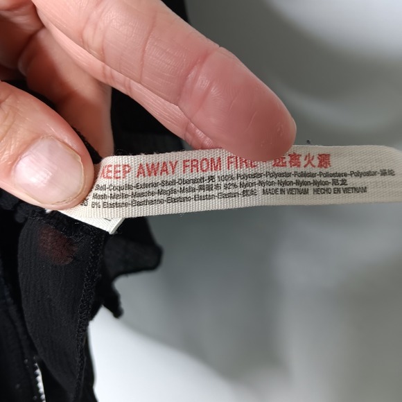 Intimately Free People Juliet Ruffle Bodysuit Women Sz M Black Sheer Square Neck - Picture 11 of 14